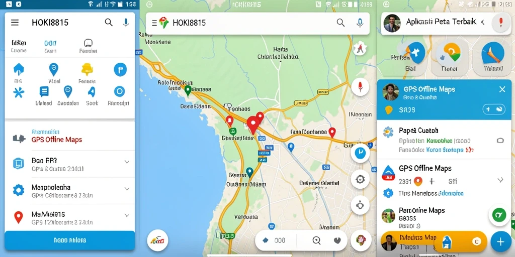 Tampilan aplikasi HOKI8815 dengan fungsi GPS Offline Maps.