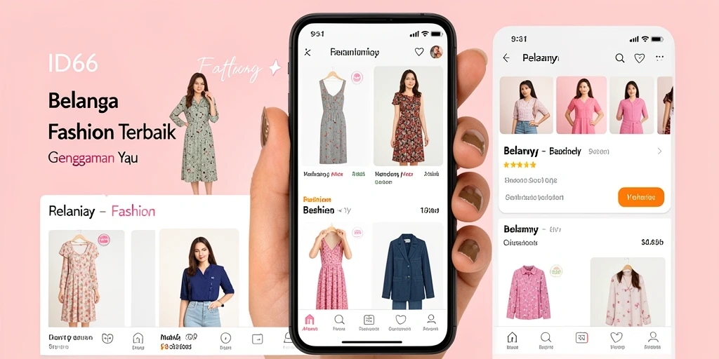 Screenshot aplikasi ID66 menampilkan pilihan fashion terbaru dan antarmuka yang menarik.
