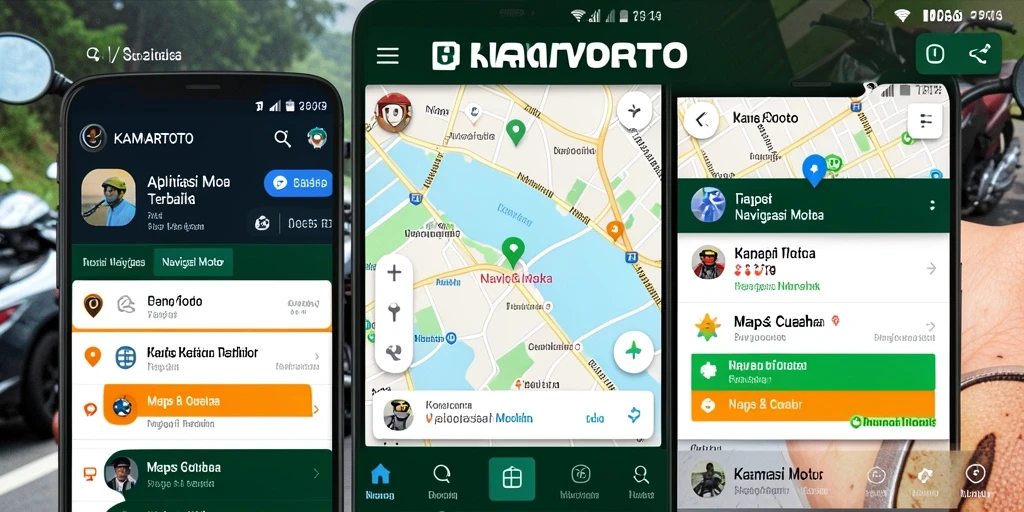 Screenshot antarmuka aplikasi KAMARTOTO menampilkan fitur navigasi motor.