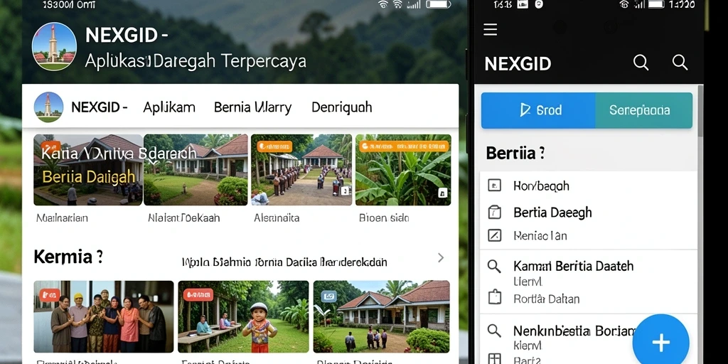 Antarmuka aplikasi NEXGID yang menampilkan berita daerah terbaru
