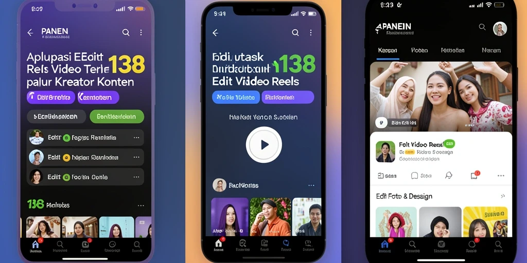 Tampilan antarmuka aplikasi PANEN138 yang sederhana dan fungsional untuk Edit Video Reels.