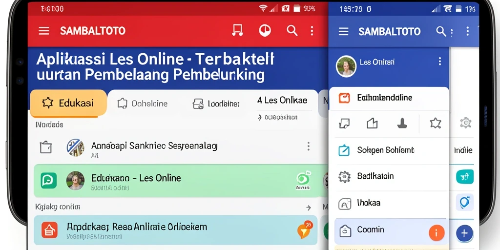 Antarmuka aplikasi SAMBALTOTO untuk Les Online yang interaktif.