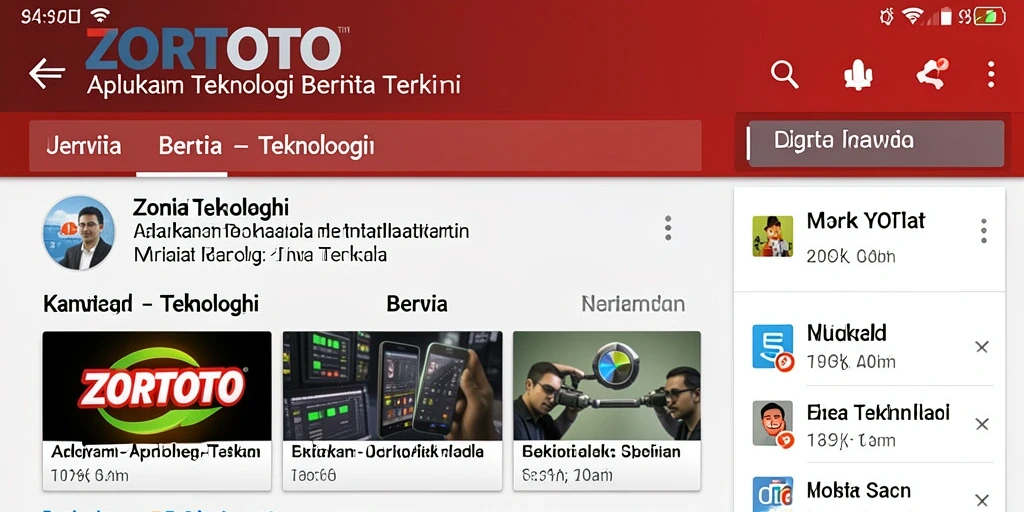 Antarmuka aplikasi ZORTOTO menampilkan berita teknologi terkini.